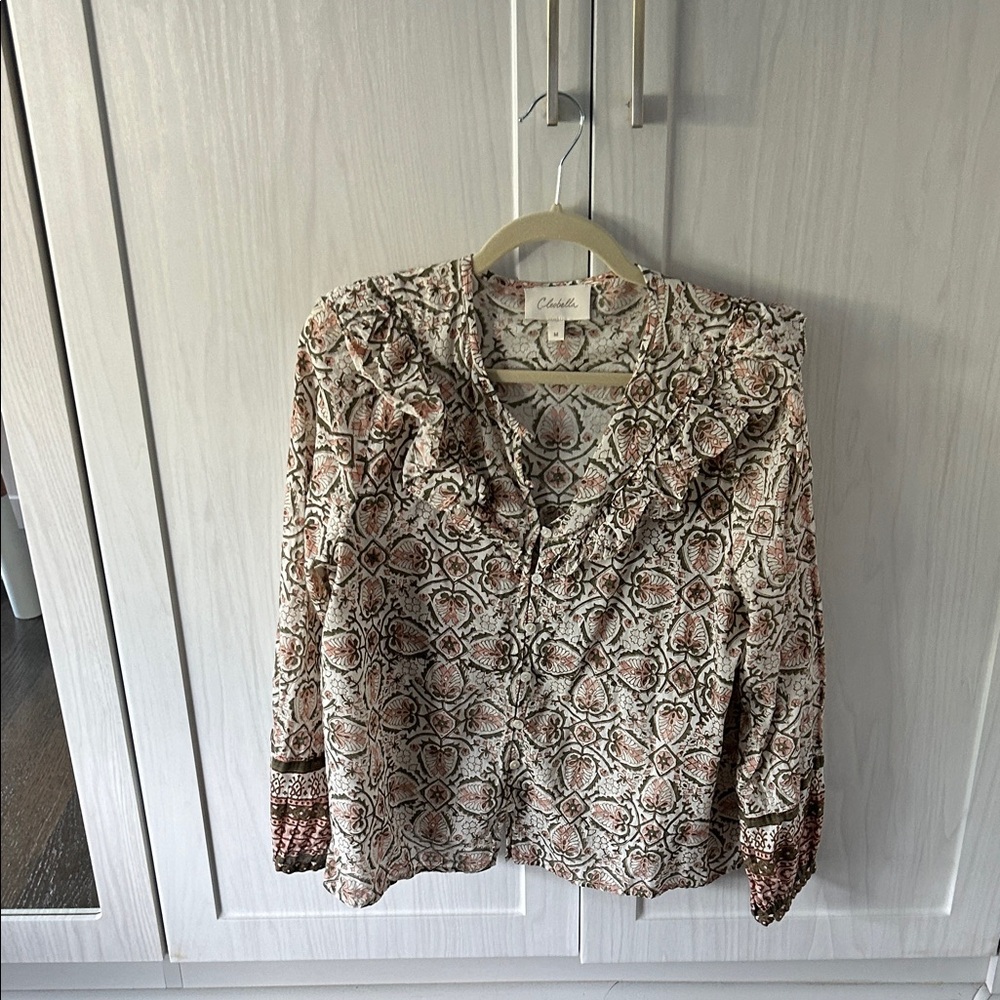 Cleobella Cream and Brown Patterned Blouse